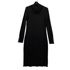 Lauren Ralph Lauren Turtleneck Dress 6 Black‎ Ribbed Old Money Timeless Basic